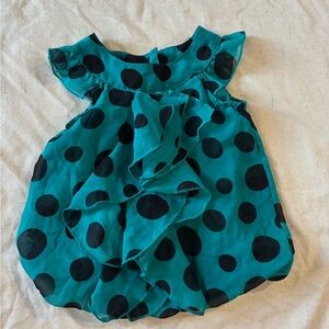 Teal Polka Dot Ruffle Bubble Dress